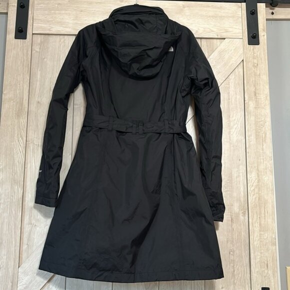 THE NORTH FACE WOMENS BLACK DIONE HYVENT RAIN JACKET TRENCH COAT BLACK SZ S/P - Picture 2 of 9